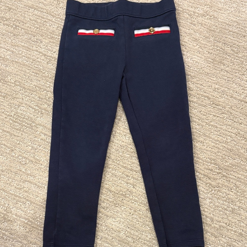 Janie and Jack Navy Leggings with Red and White Accents